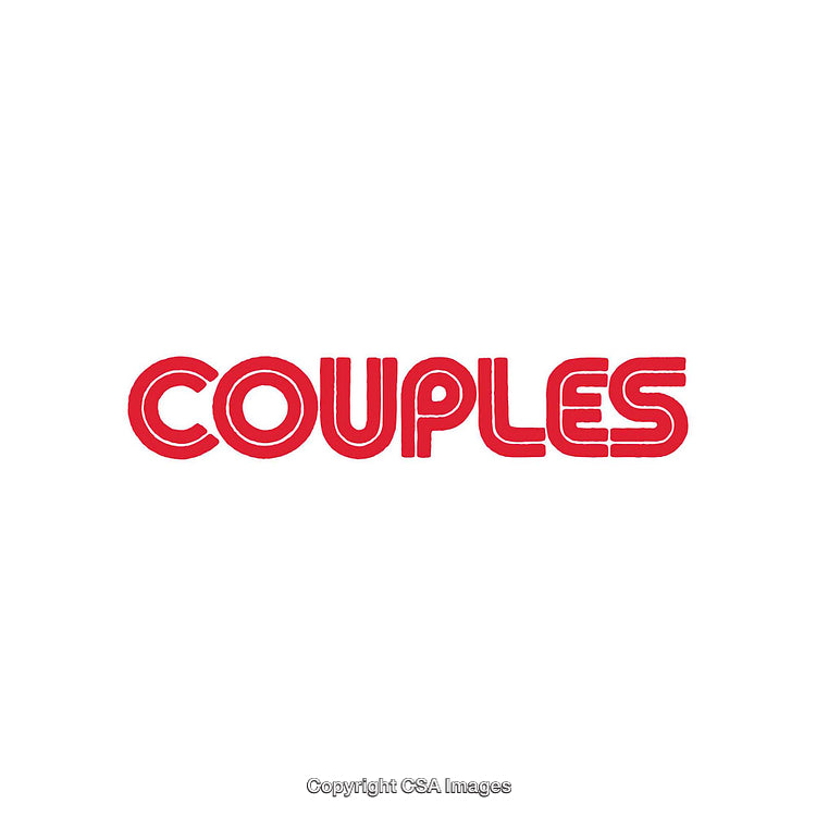 Bold Red Typography Illustration Displaying the Word 'Couples' on White Background