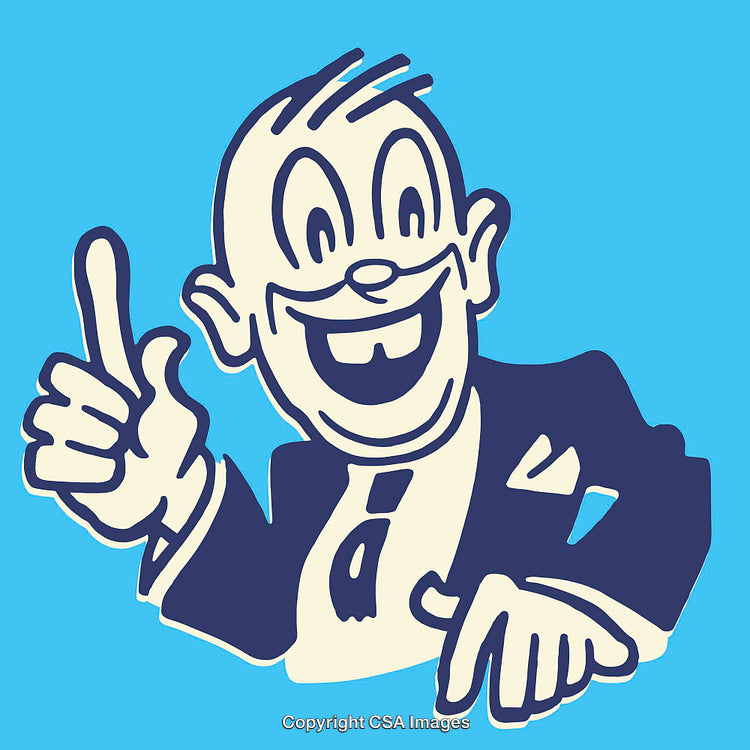 Colorful Illustration of a Cheerful Cartoon Character in Business Attire
