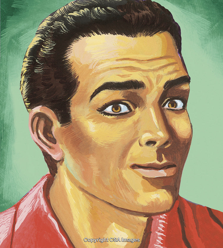 Retro Style Portrait of a Smiling Man with Handpainted Details