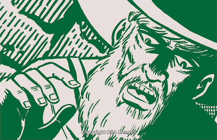 Dramatic Expression of a Bearded Man in Comic Style Illustration