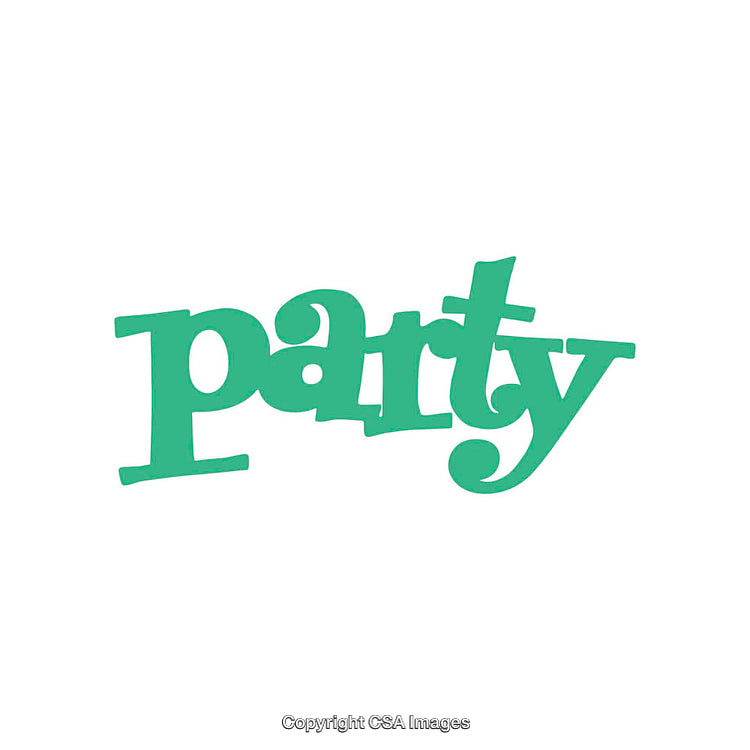 Bright Green Typography Illustration Featuring the Word Party