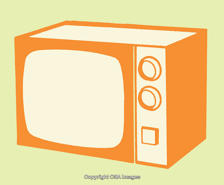 Vintage Television Illustration in Simple Color Block Style