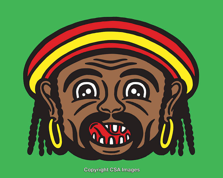 Caricature of a Person with Colorful Hat on Green Background