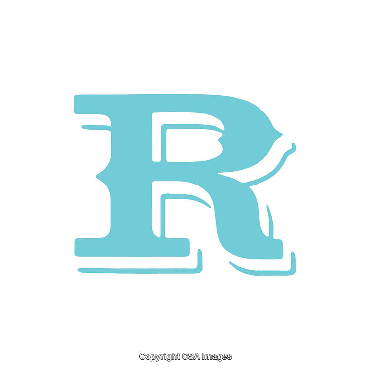 Creative Turquoise Letter R With Decorative Design Elements