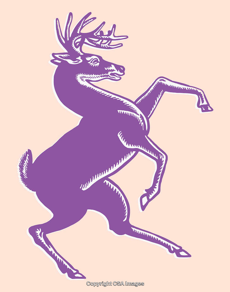 Purple Stylized Deer Line Art Illustration on a Soft Background