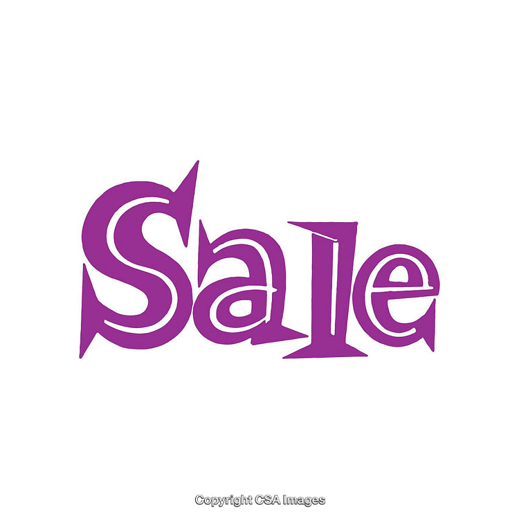 Purple Text Design of 'Sale' with Decorative Typography