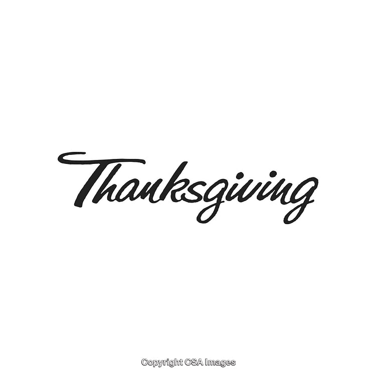 Thanksgiving Calligraphy Text in Black on a White Background