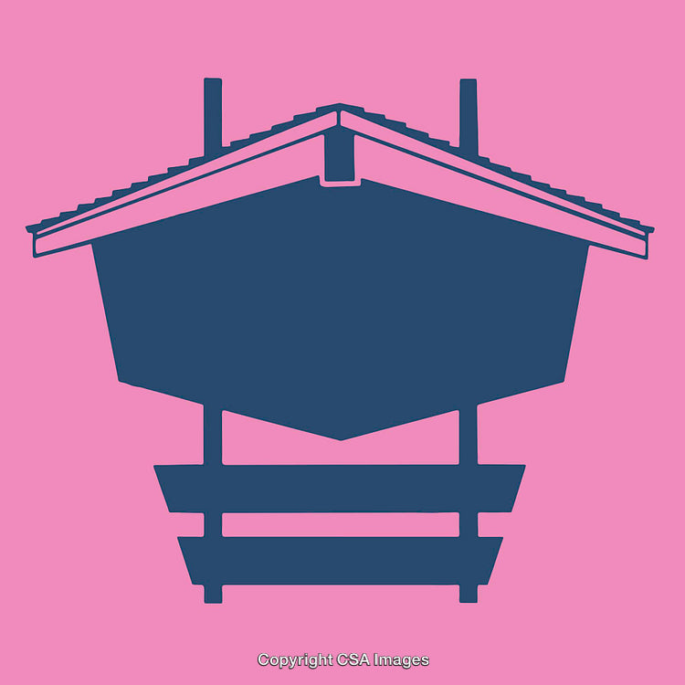 Minimalistic Illustration of Suspended Structure on Pink Background