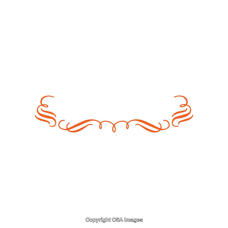 Elegant Orange Decorative Flourish Vector Over White Background