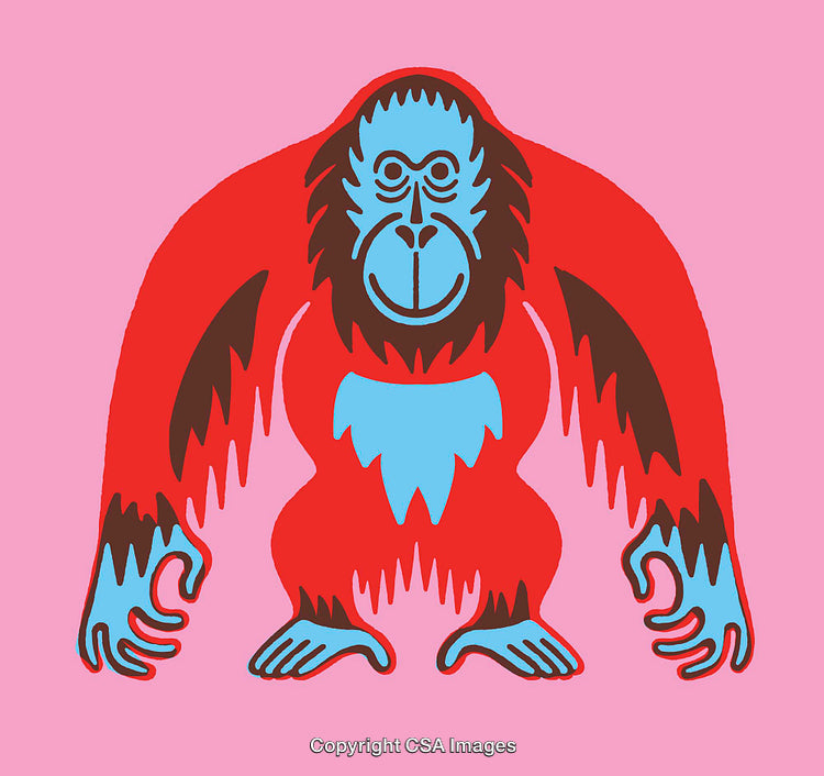 Colorful Illustration of an Orangutan with Bold Artistic Design