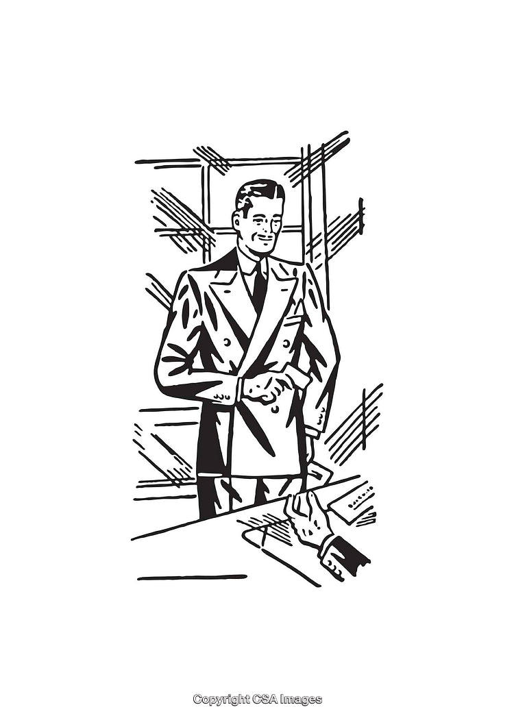 Retro Illustration of a Confident Businessman in a Professional Office Setting