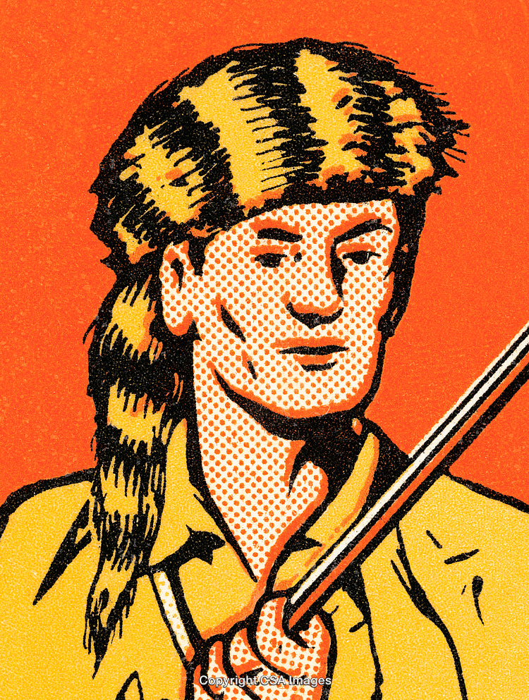 Vintage Pop Art Illustration of a Pioneer in Vibrant Colors