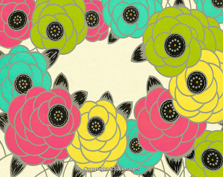 Colorful Floral Pattern Featuring Whimsical Flowers in Bold and Vibrant Shades