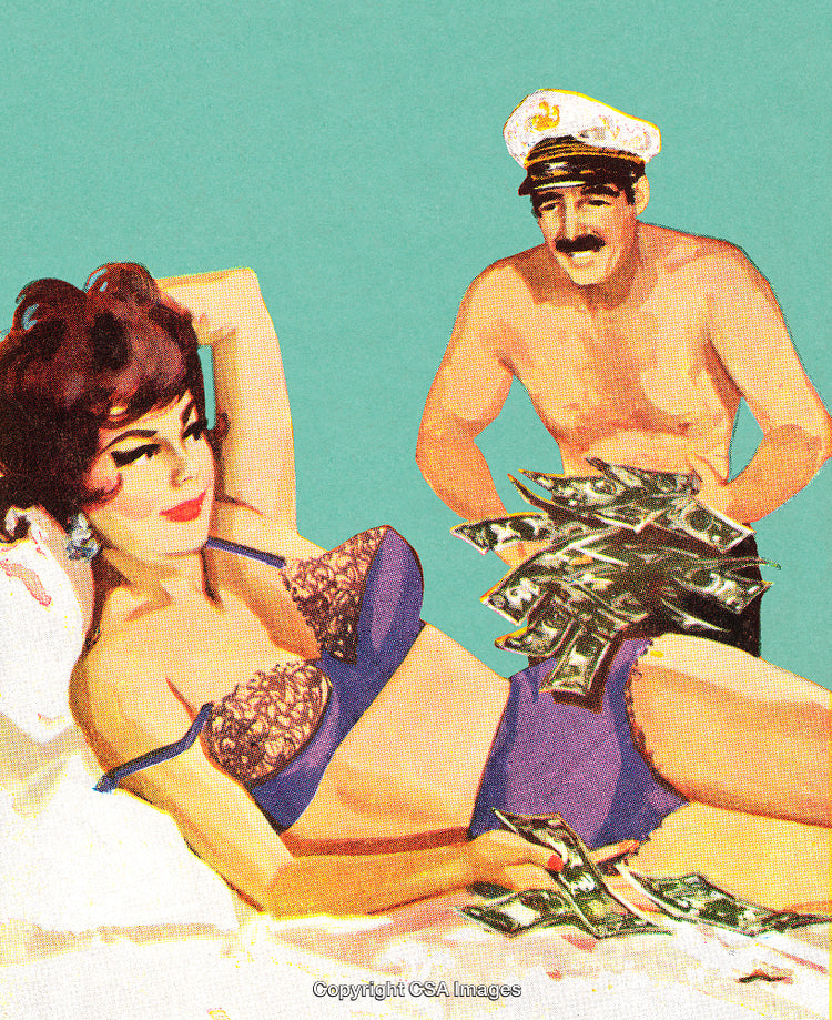 Vintage Illustration of Glamorous Lifestyle Depicting Wealth and Luxury