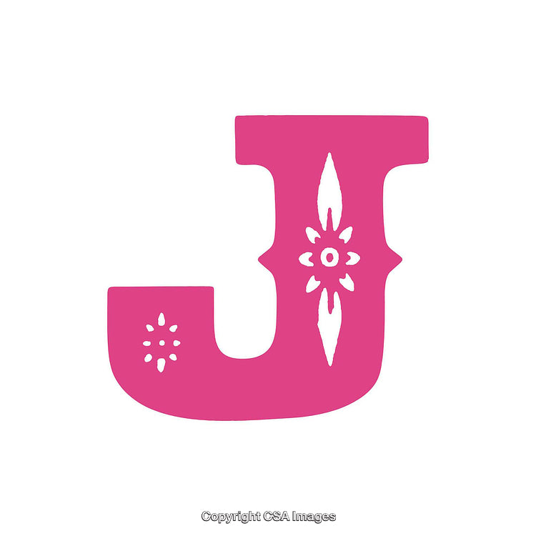Pink Letter J With Decorative White Floral Pattern Design