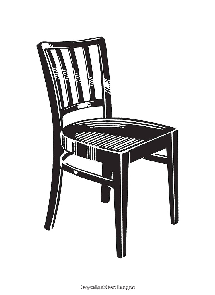 Black And White Line Art Illustration of a Wooden Chair Design