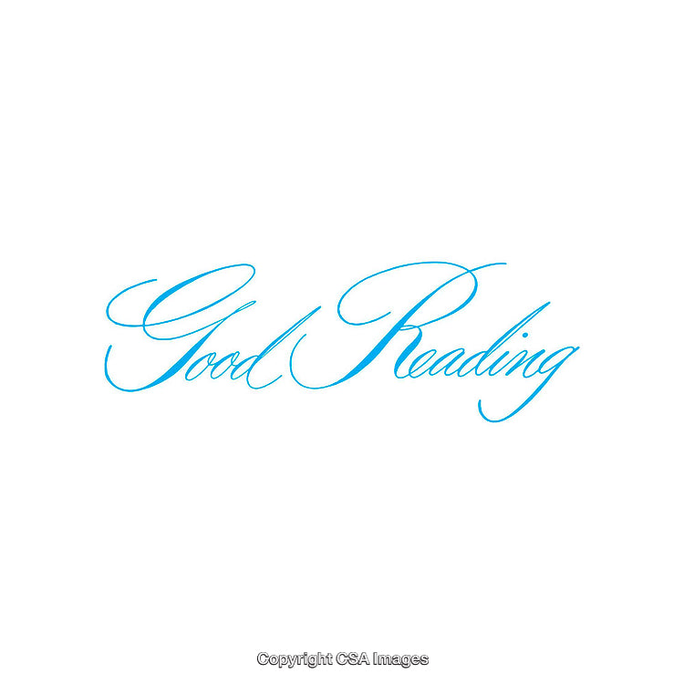 Elegant Blue Script Text Displaying Good Reading on White Background