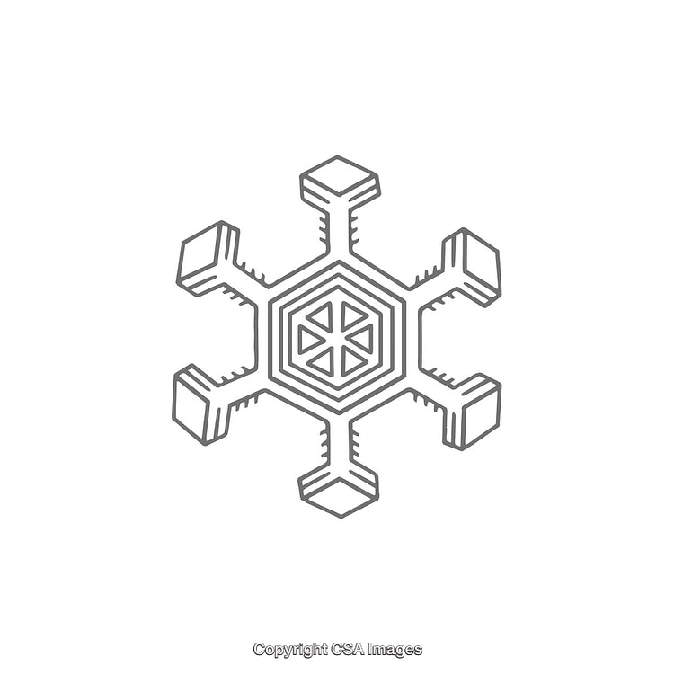 Geometric Outline Design of a Hexagonal Snowflake Icon