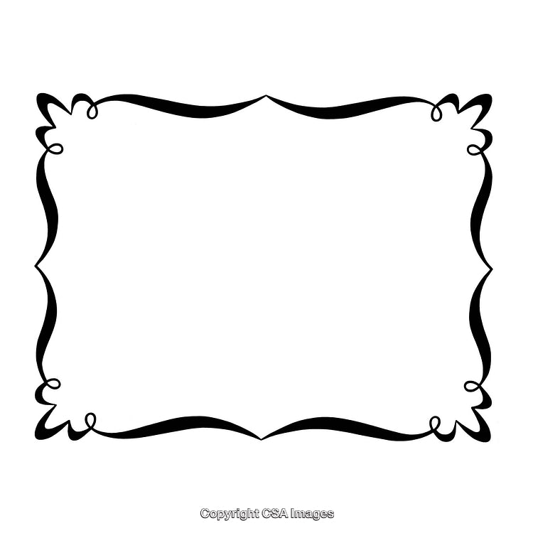 Elegant Black and White Curved Border with Floral Accents