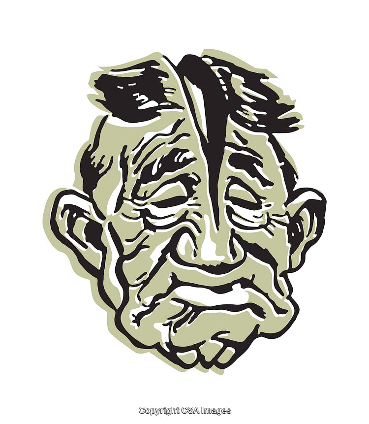 Expressive Illustration of an Elderly Face with Distinctive Features