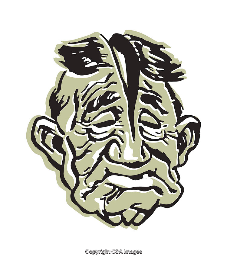 Expressive Illustration of an Elderly Face with Distinctive Features