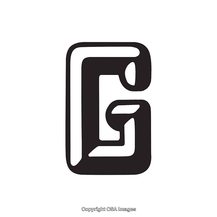 Bold 3D Styled Letter G in Black and White Design