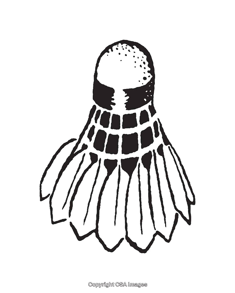 Black And White Line Art of a Badminton Shuttlecock
