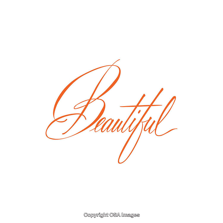 Elegant Handwritten Calligraphy Word Beautiful in Orange Color