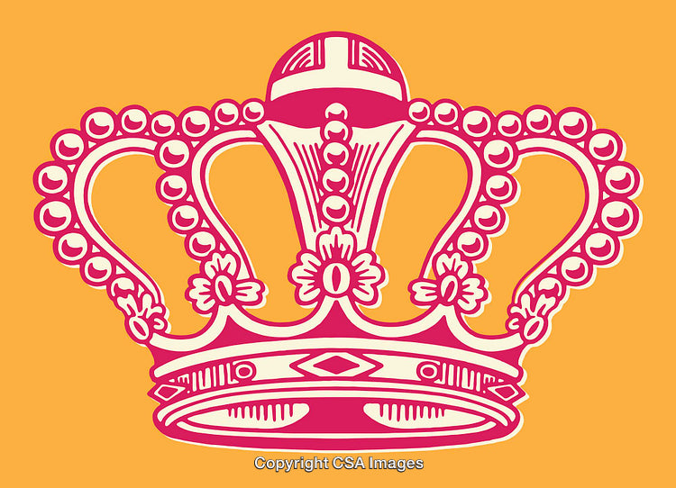 Decorative Pink Crown Illustration on Vibrant Orange Background