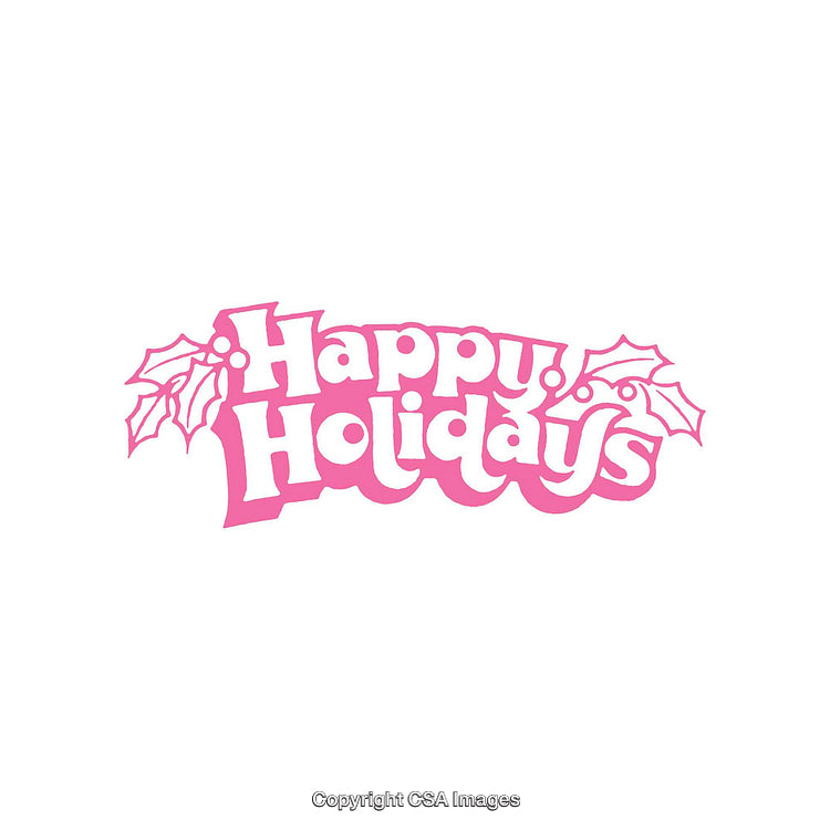 Pink Happy Holidays Text with Holly Ornament Design