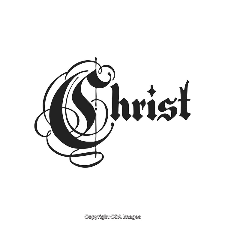 Decorative Calligraphy Design of Christ in Elegant Gothic Font Style