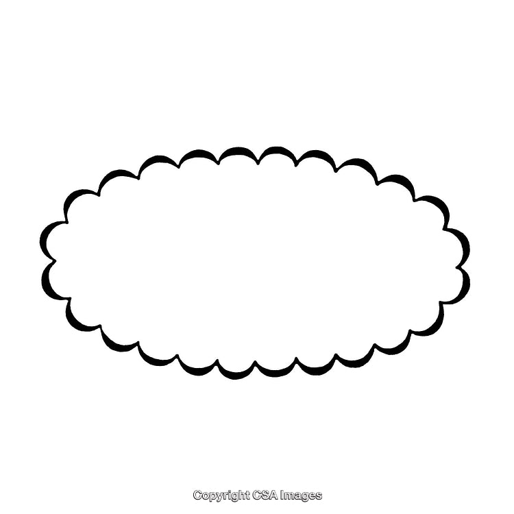 Black and White Scalloped Border Circular Design Shape