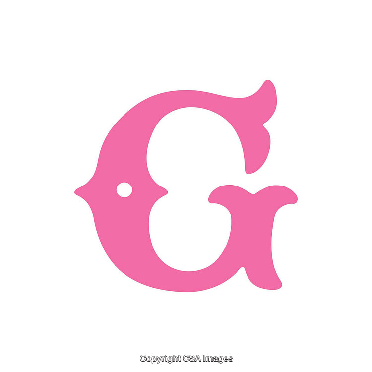 Creative Artistic Letter G in Pink With Fish Design Motif