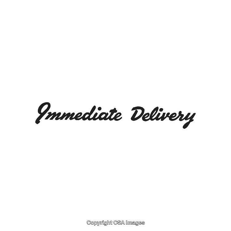 Immediate Delivery Sign in Script Font On a Clean White Background