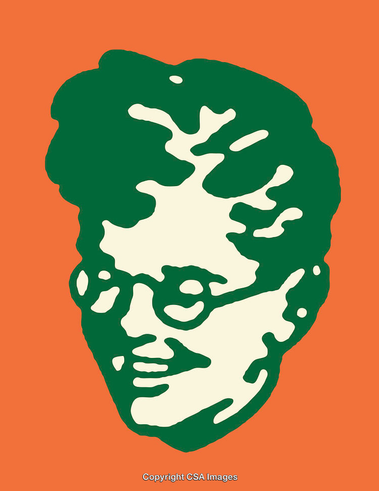 Colorful Line Art Portrait in Green and Orange Shades