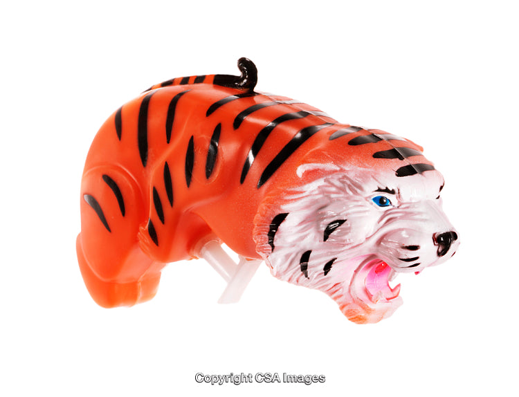 Plastic Tiger Toy Figurine Isolated on White Background