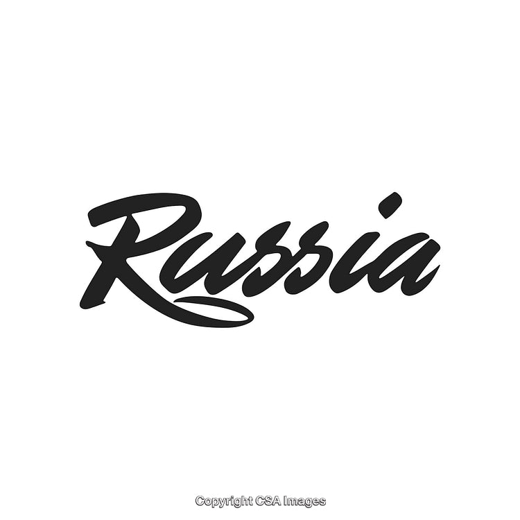 Stylish Black Typography of Russia on White Background