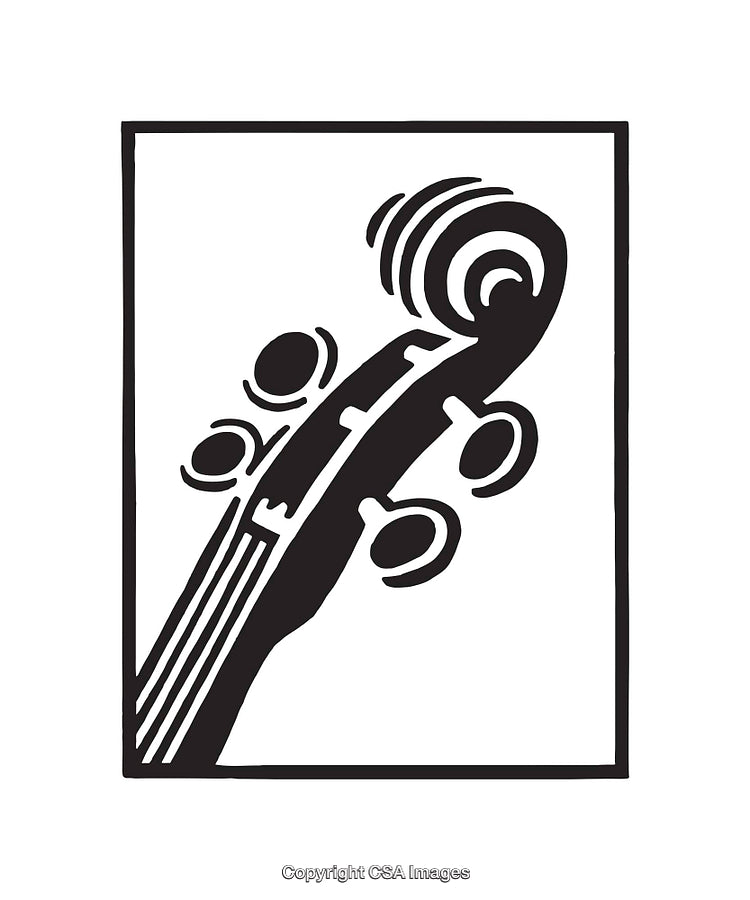 Black and White Line Art of a Violin Scroll Element