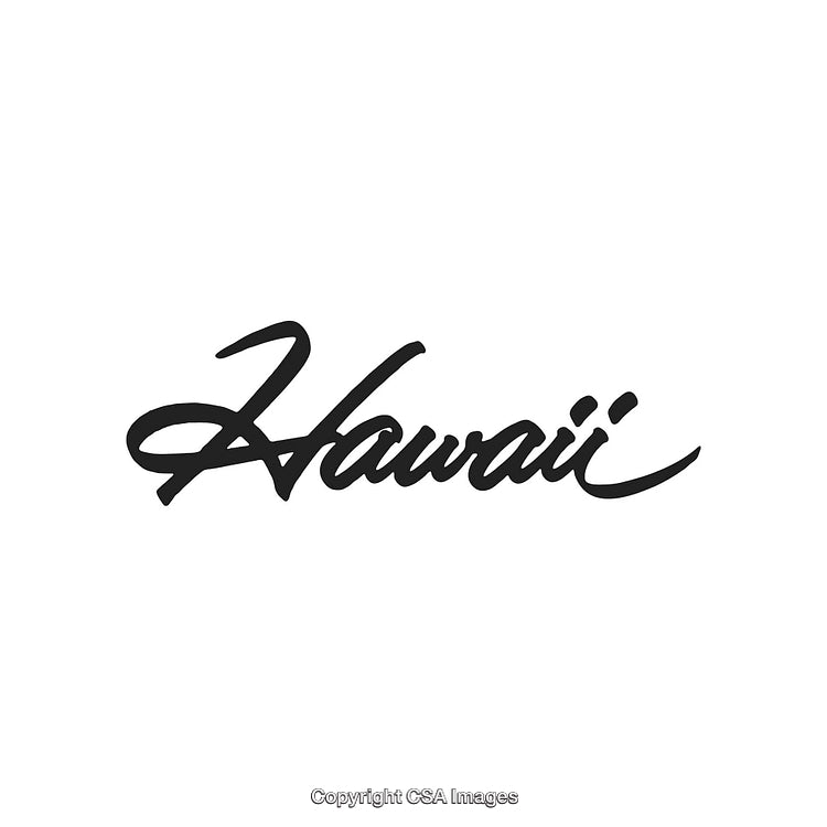 Elegant Handwritten Word Hawaii in Script Font on White Background