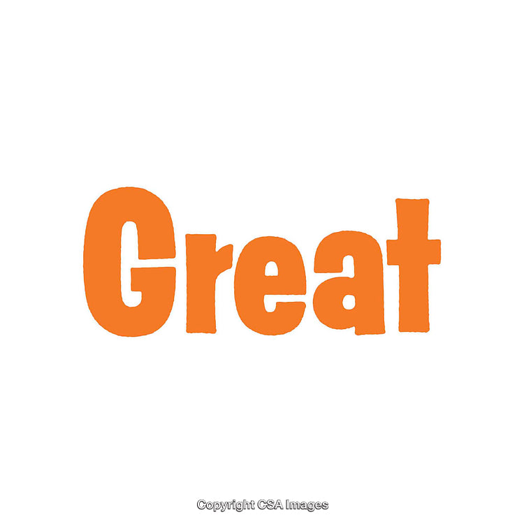 Inspirational Text Saying Great in Bold Orange Against White Background