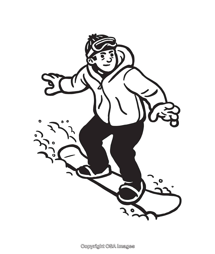 Black and White Illustration of a Snowboarder in Motion