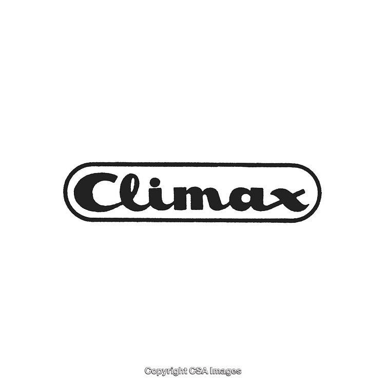 Black and White Logo Design Featuring the Word Climax with Vintage Style