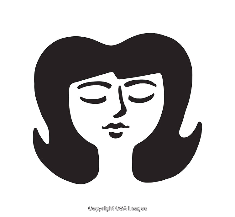 Minimalist Line Art Illustration of a Peaceful Woman's Face in Black and White