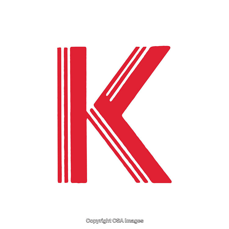 Red Stylized Letter K with Bold Geometric Design