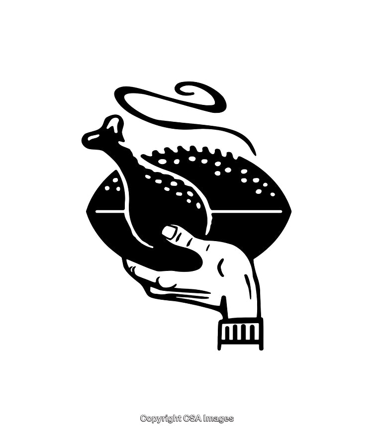 Black and White Line Art of Food Held in Hand