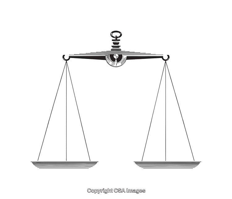 Elegant Black and White Line Art of a Balance Scale Symbol