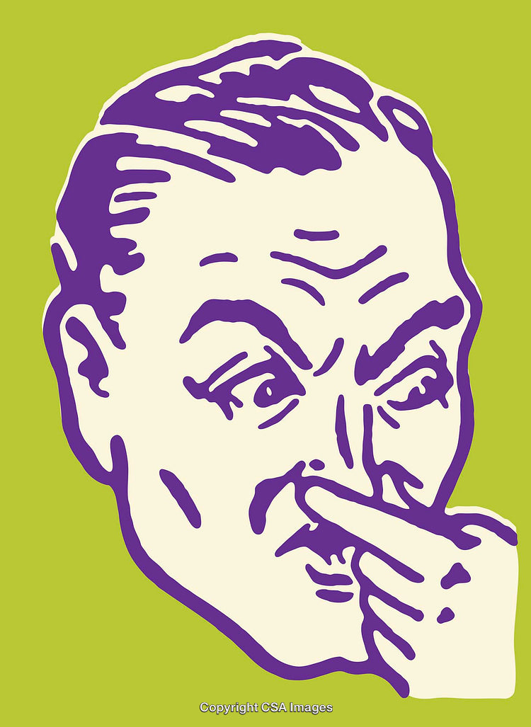 Color Line Art Illustration of a Person with Facial Expression in Purple