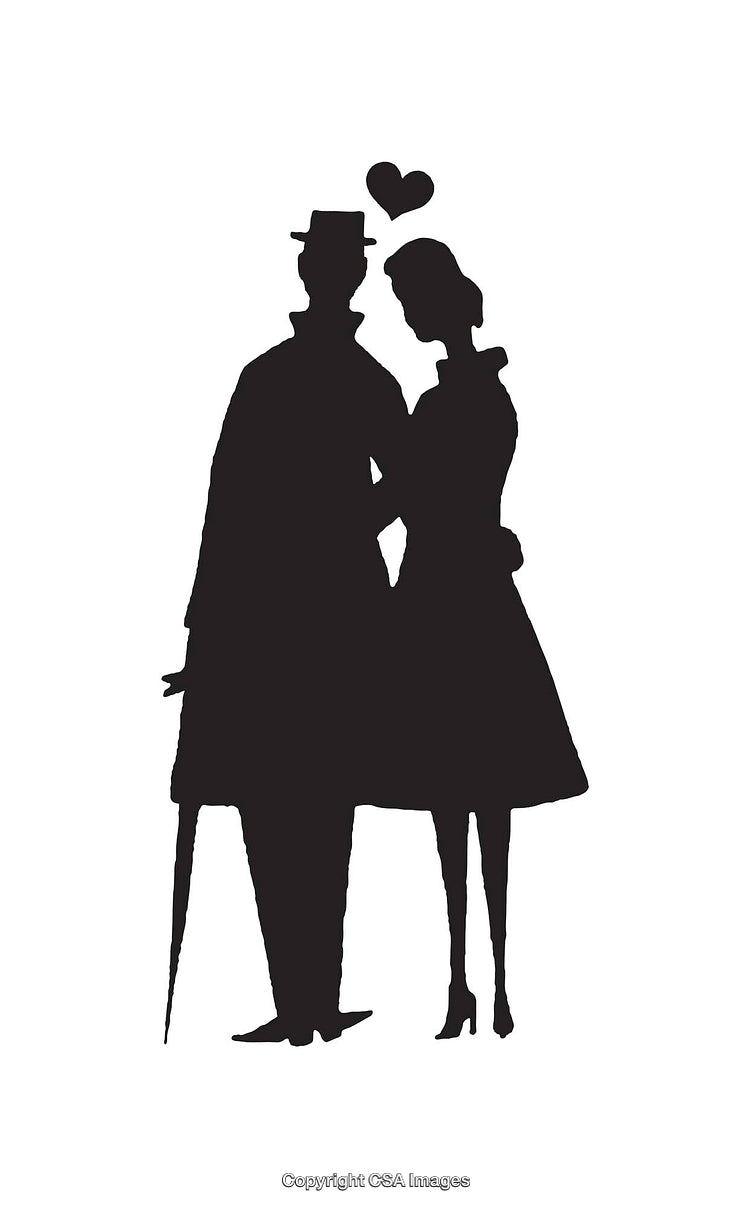 Romantic Silhouette of a Couple with a Heart Symbol
