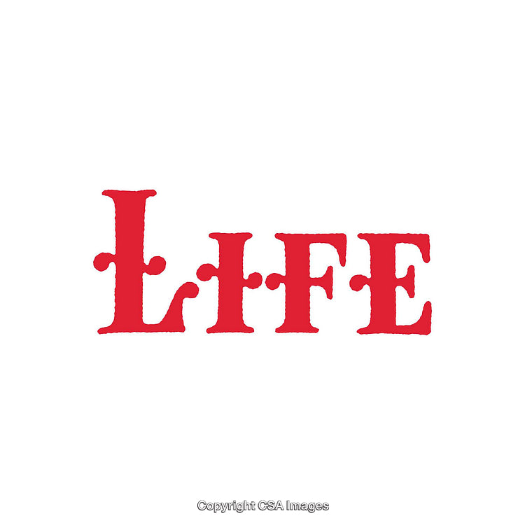 Bold Red Lettering Showcasing the Word LIFE in a Unique Design