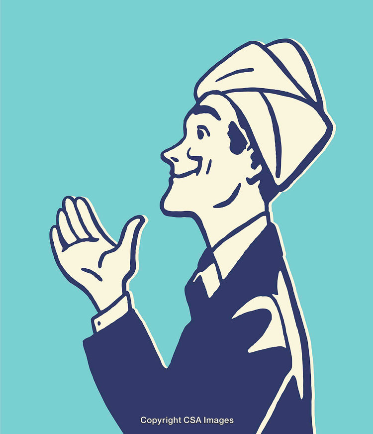Color Line Art Illustration of a Happy Smiling Person With Turban